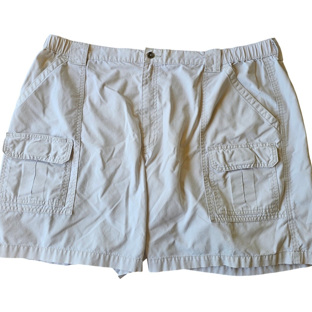 Savane Mens Stone Beige Cargo Shorts Elastic Waist Cotton Blend Size 44 Utility